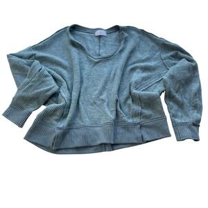 Sunny Days Waffle Knit Pullover‎ Top S/M Relaxed Beach Loungewear Oversized Soft